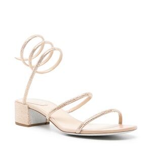 Rene Cavoilla Cleo Glittering Silver Spiral Heels